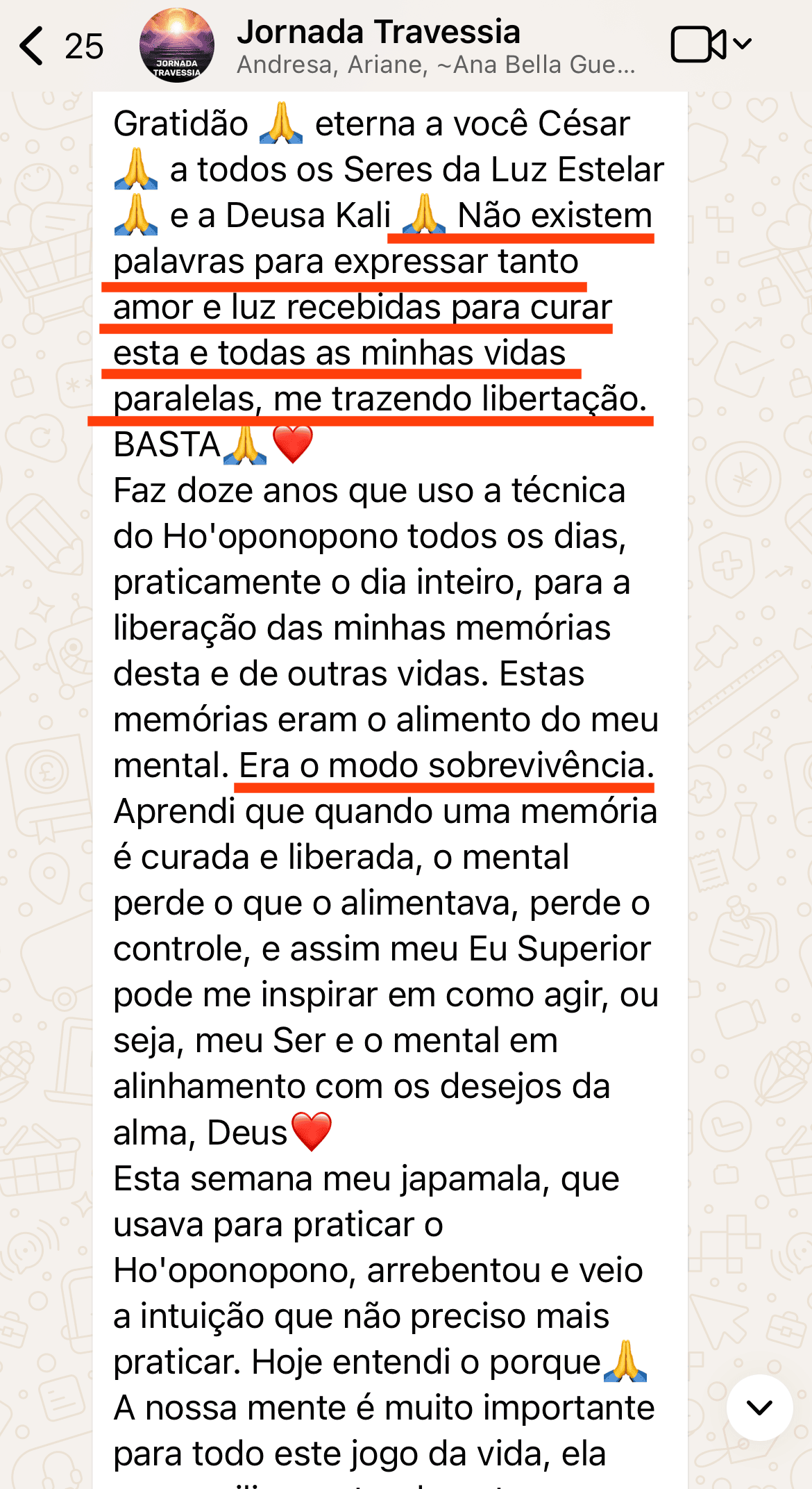 Depoimento WhatsApp